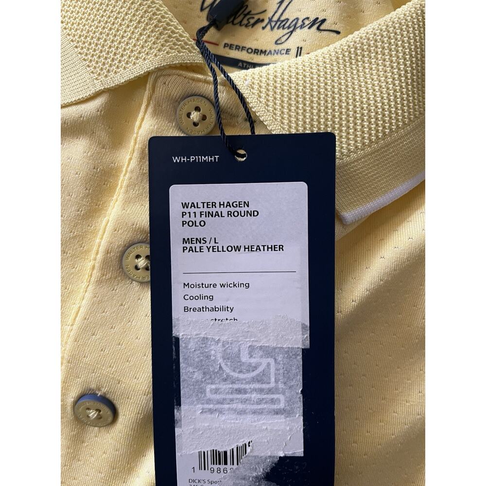 NWT Walter Hagen Performance 11 Men's Large Yellow Polo Golf